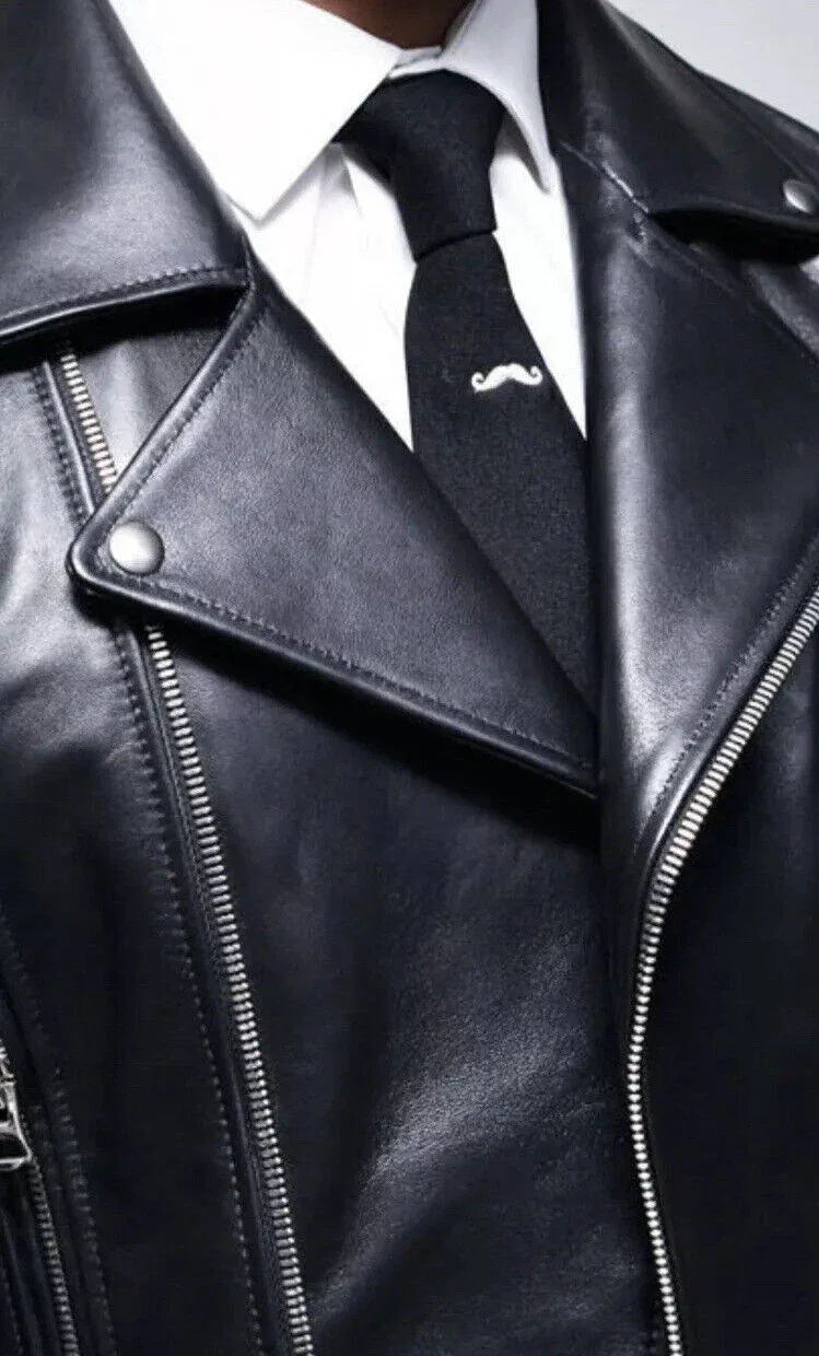 Men's Classic Original Black Leather Biker Jacket - Premium Moto Style