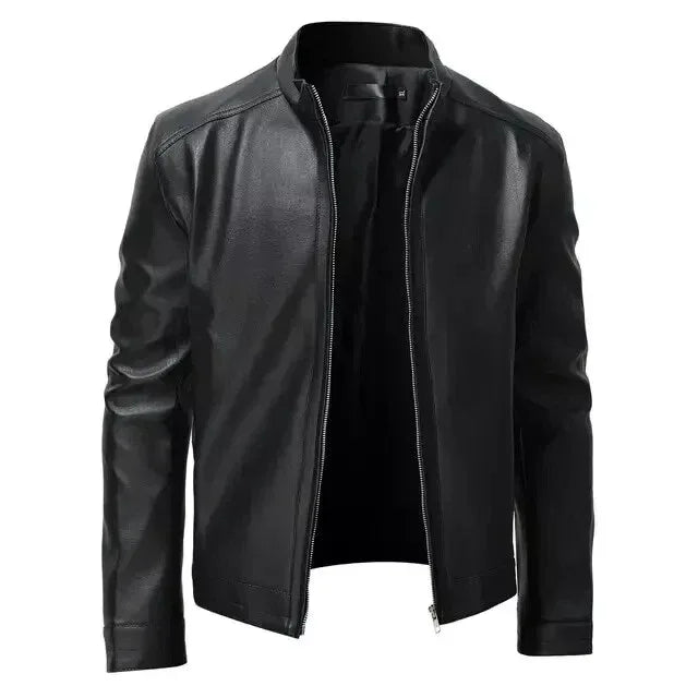 Men's Black Original Leather Racer Premium Jacket - Sleek Café Racer Style