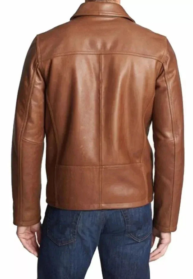 Men's Original Tan Brown Leather Jacket - Premium Classic Racer Style