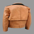 Men's Tan & Black Contrast Lapel Original Lambskin Leather Biker Jacket