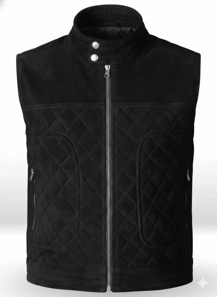 Men's Black Suede Premium Original Leather Vest Coat