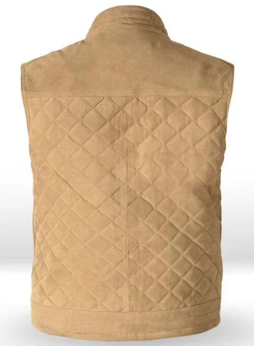 Men's Beige Premium Quilted Zip-Up Original Vest Coat