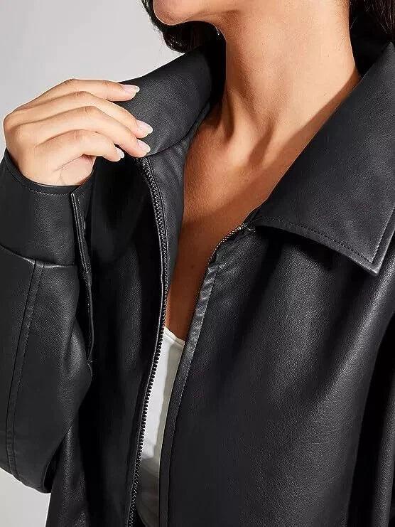 Oversized Original Leather Bomber Premium Jacket - Black - Kamercio