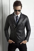 Men's Black Original Leather Double Rider Biker Jacket - Premium Full-Grain Moto Jacket