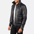 Men's Original Black Leather Utility Jacket - Premium Full-Grain Button-Front Field Jacket