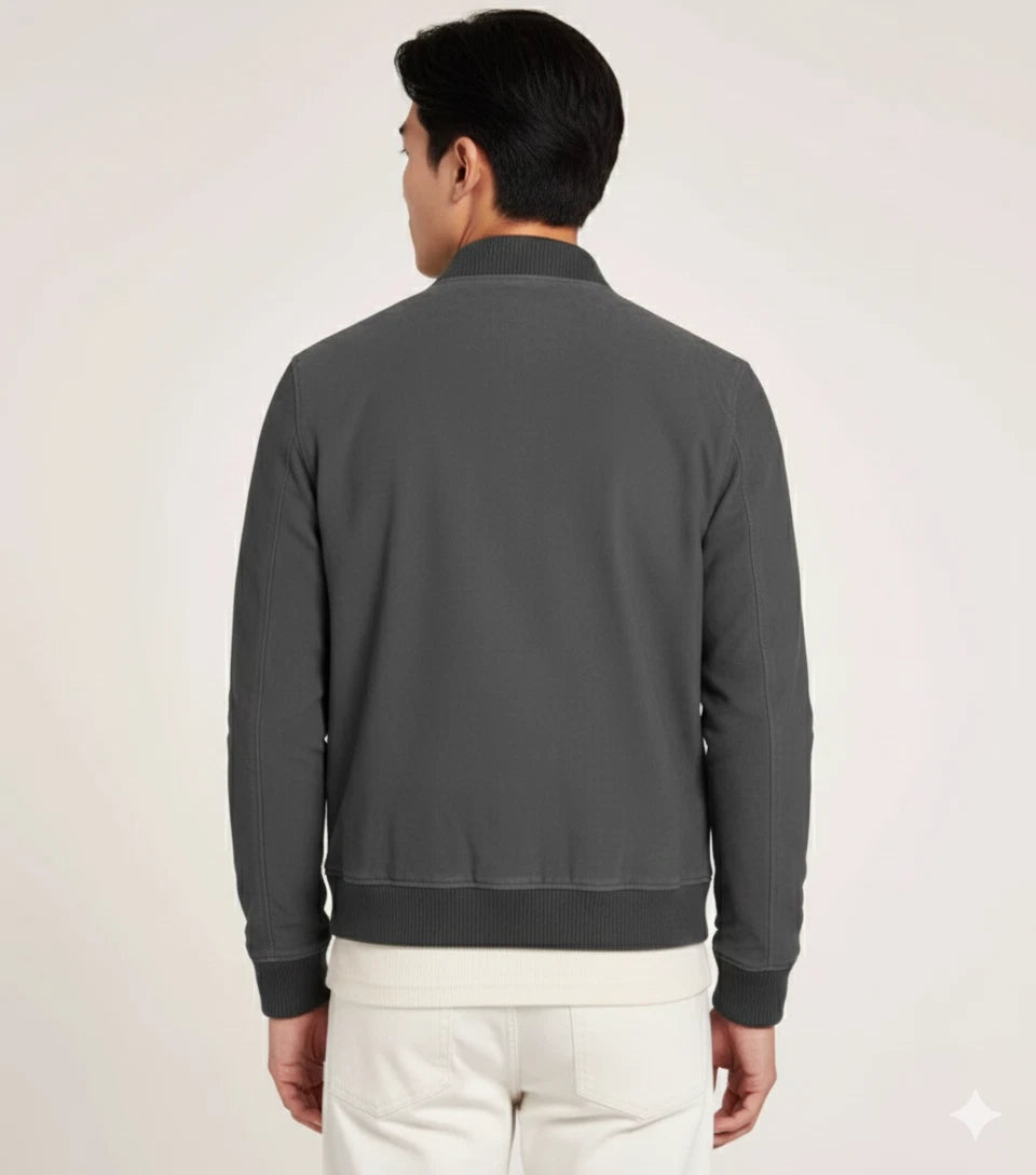Men's Grey Suede Bomber Jacket - Premium Full-Grain Leather Jacket