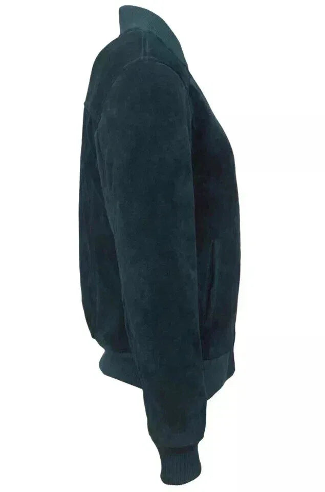 Men's Navy Blue Original Suede Bomber Jacket - Premium Full-Grain MA-1 Flight Jacket