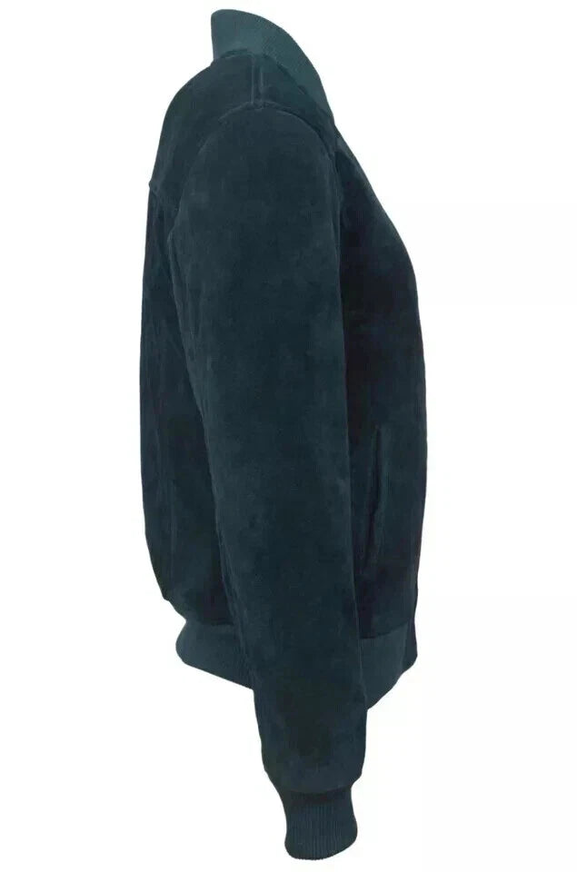 Men's Navy Blue Original Suede Bomber Jacket - Premium Full-Grain MA-1 Flight Jacket