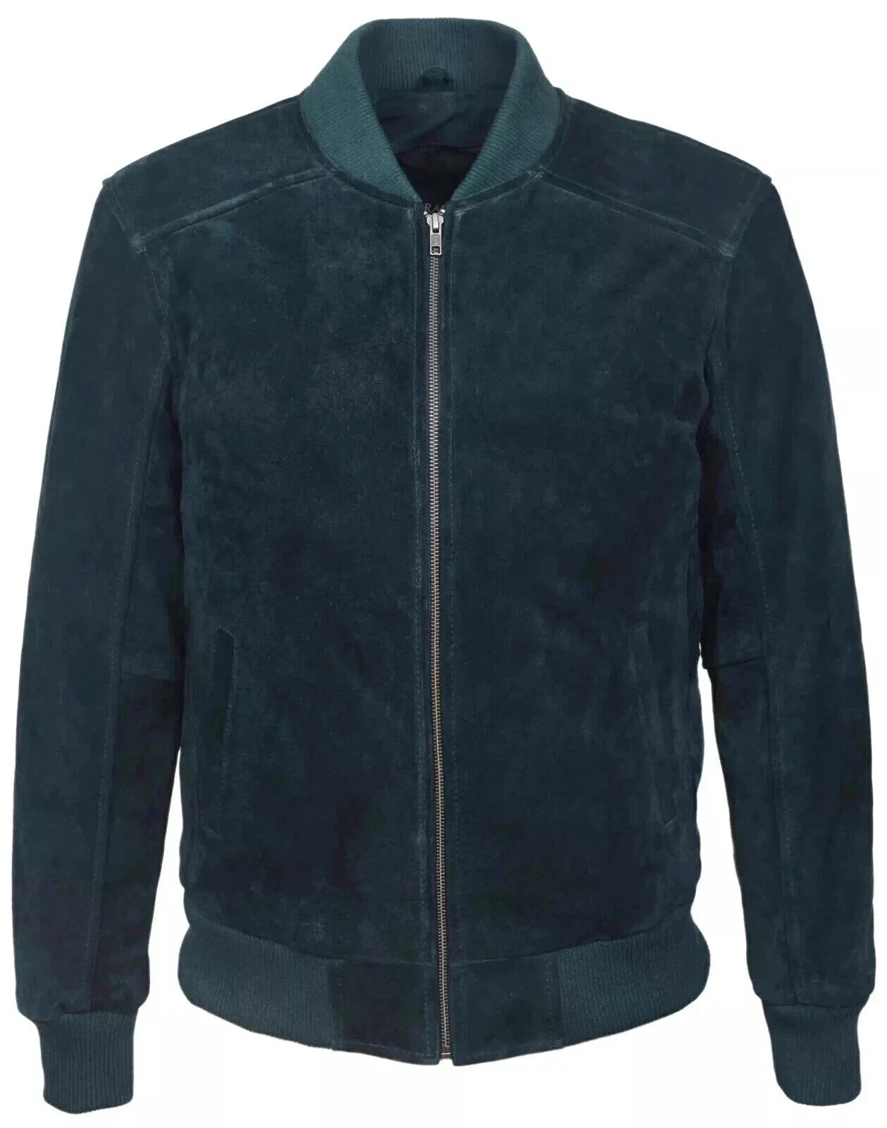 Men's Navy Blue Original Suede Bomber Jacket - Premium Full-Grain MA-1 Flight Jacket