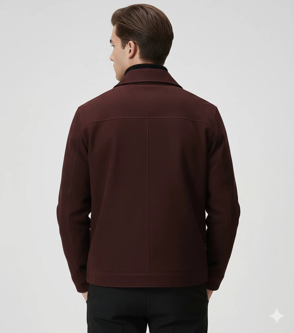 Original Men Burgundy Suede Jacket - Handcrafted Full-Grain Leather Harrington Style