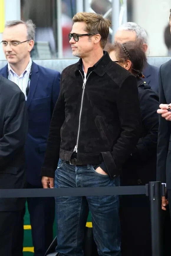 Men Black Suede Bomber Jacket - Handcrafted Full-Grain Premium Leather Classic Style