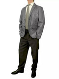 Original Men Grey Leather Blazer - Handcrafted Full-Grain Leather Tailored Jacket