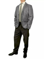 Original Men Grey Leather Blazer - Handcrafted Full-Grain Leather Tailored Jacket