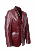 Men's Premium Burgundy Oxblood Original Leather Blazer - Handcrafted Full-Grain Formal Jacket