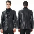 Men's Premium Black Original Leather Blazer - Handcrafted Full-Grain Formal Jacket