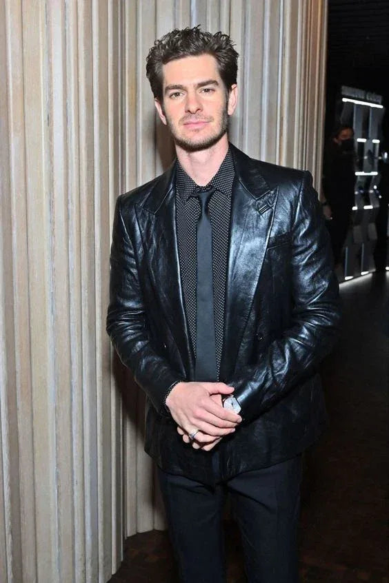 Men's Premium Black Original Leather Blazer - Handcrafted Full-Grain Formal Jacket