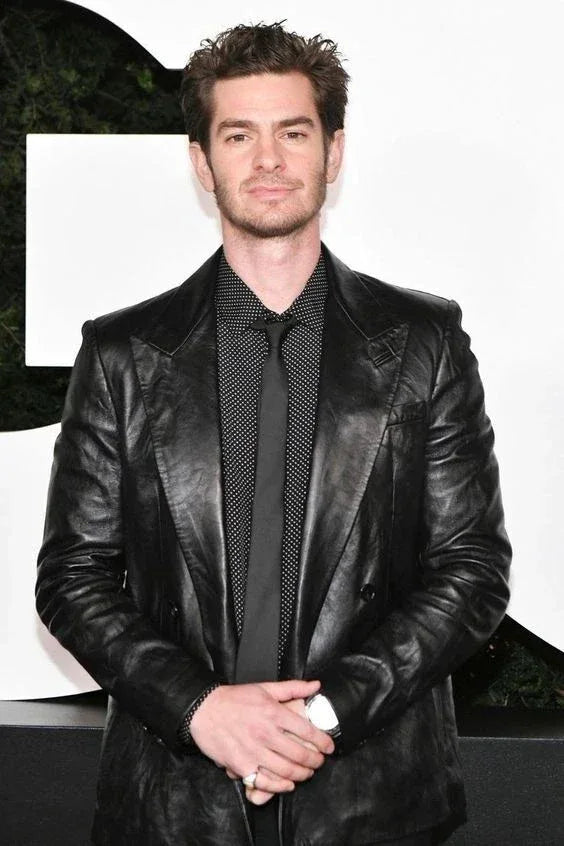 Men's Premium Black Original Leather Blazer - Handcrafted Full-Grain Formal Jacket