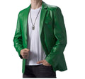 Men's Premium Emerald Green Leather Blazer - Handcrafted Full-Grain Formal Jacket