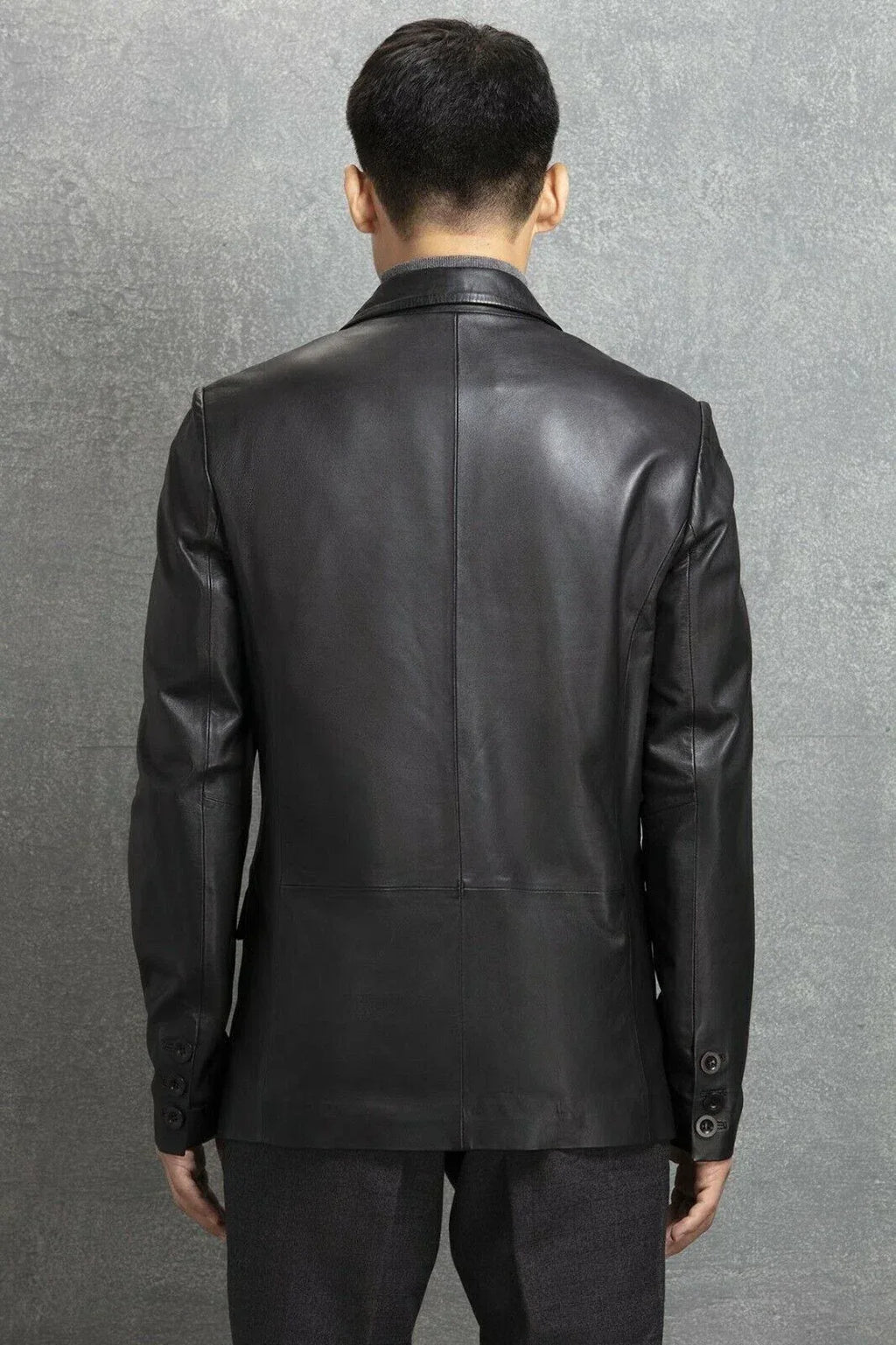 Black Original Leather Blazer for Men - Classic Full Grain Leather Jacket