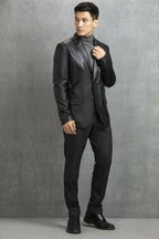 Black Original Leather Blazer for Men - Classic Full Grain Leather Jacket