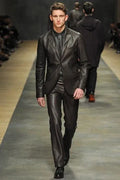 Black Original Leather Blazer Men - Runway Style Full Grain Leather Jacket