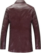 Original Burgundy Leather Blazer for Men - Premium Full Grain Leather Jacket
