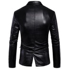 Original Black Leather Blazer Men - Sleek Full Grain Leather Jacket