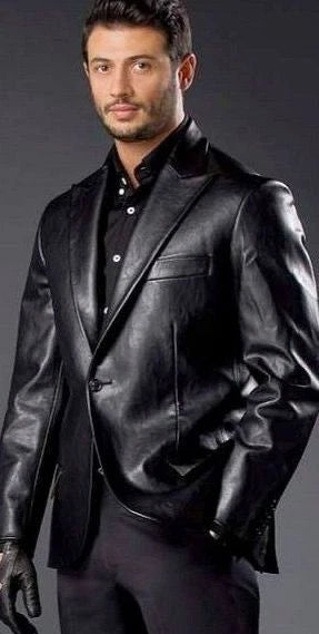 Original Black Leather Blazer Men - Luxury Full Grain Leather Jacket