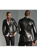 Original Black Leather Blazer Men - High Shine Full Grain Leather Jacket