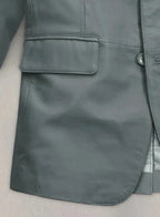 Original Grey Leather Blazer for Men | Premium Full-Grain Formal Jacket