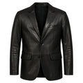 Men's Black Leather Blazer | Premium Full-Grain Formal Jacket