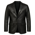 Men's Black Leather Blazer | Premium Full-Grain Formal Jacket
