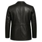 Men's Black Leather Blazer | Premium Full-Grain Formal Jacket