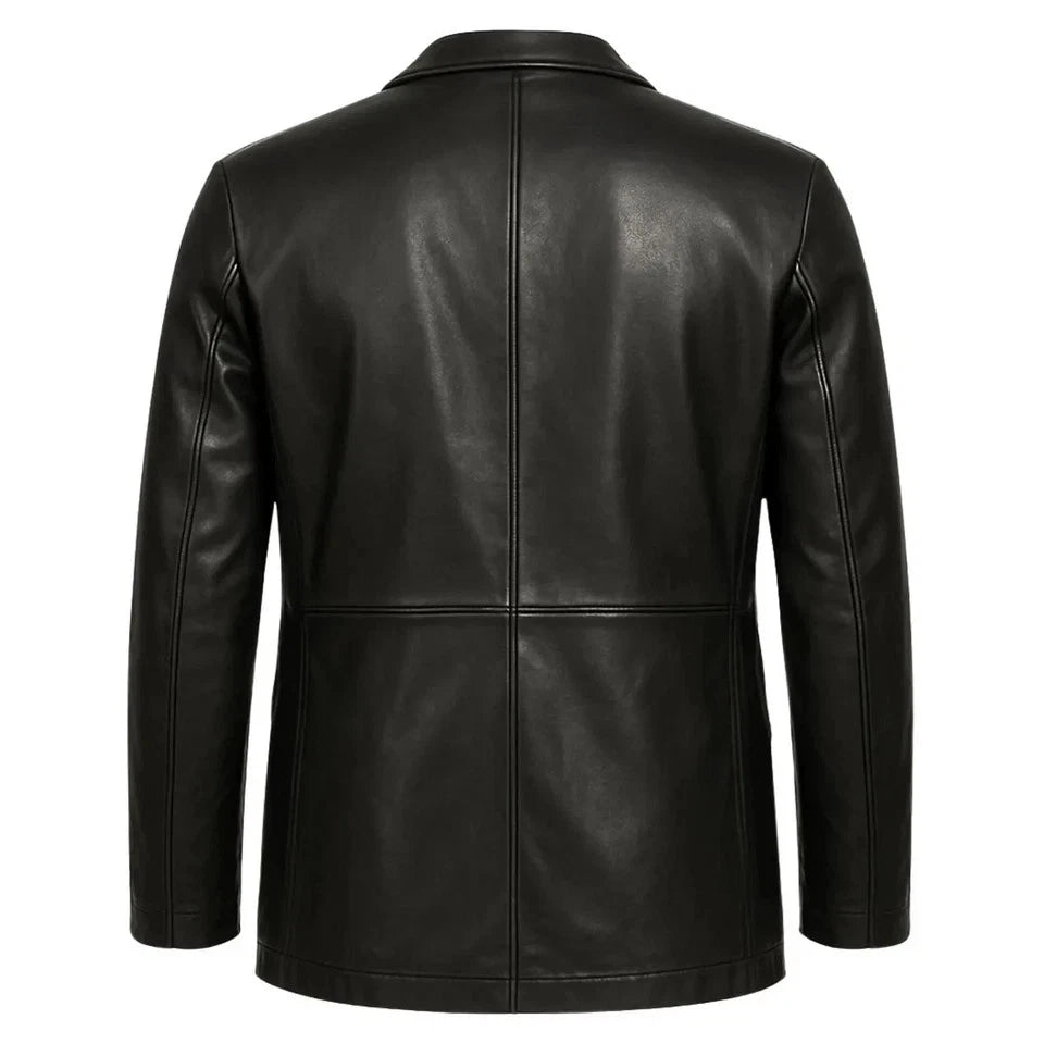 Men's Black Leather Blazer | Premium Full-Grain Formal Jacket