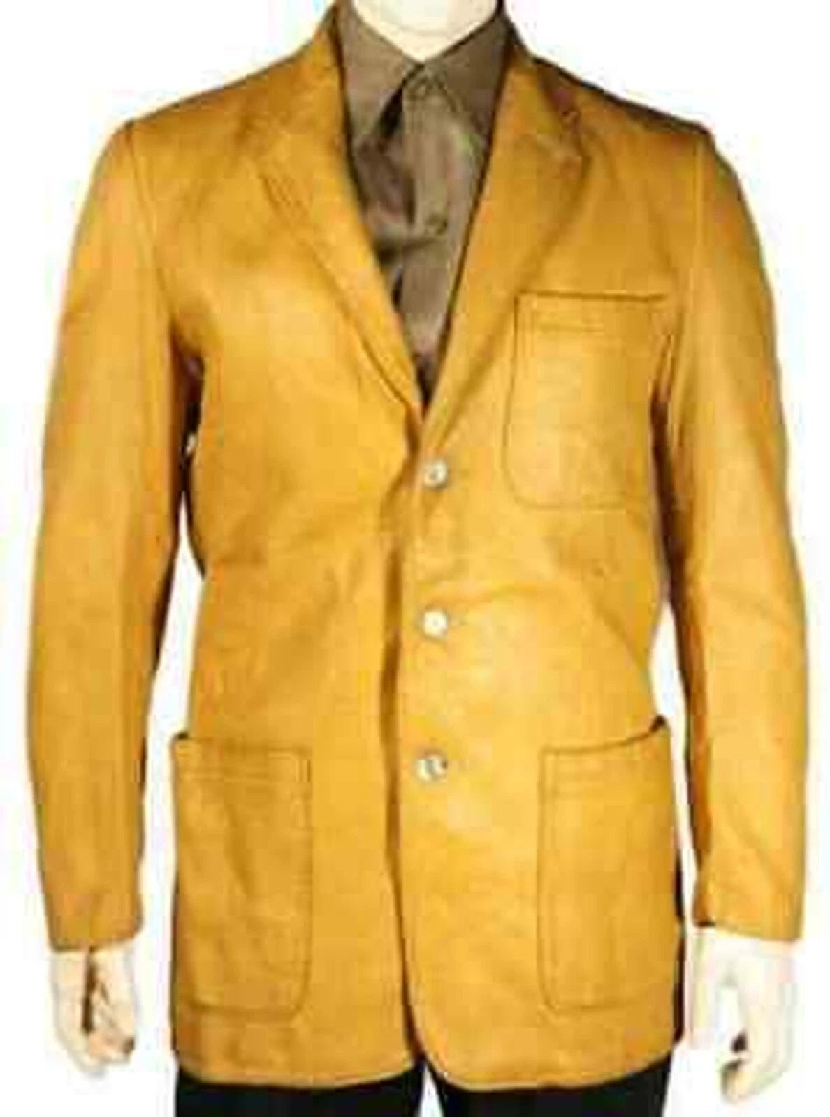 Yellow Leather Blazer for Men | Premium Full-Grain Golden Statement Jacket