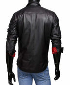 Black and Red Original Leather Shirt for Men | Premium Full-Grain Contrast Dress Shirt