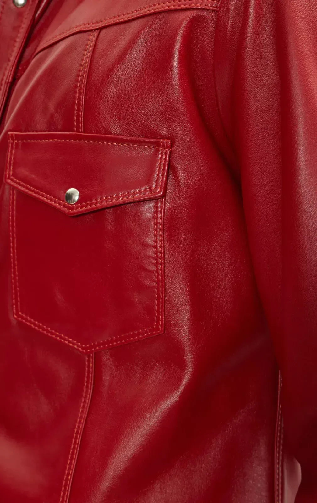 Red Leather Shirt - Premium Full-Grain Leather Shirt for Men