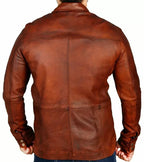 Brown Leather Shirt - Premium Full-Grain Leather with Dual Chest Pockets – side view – Kamercio