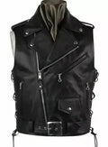 Black Leather Vest - Premium Full-Grain Leather Biker Vest for Men & Women