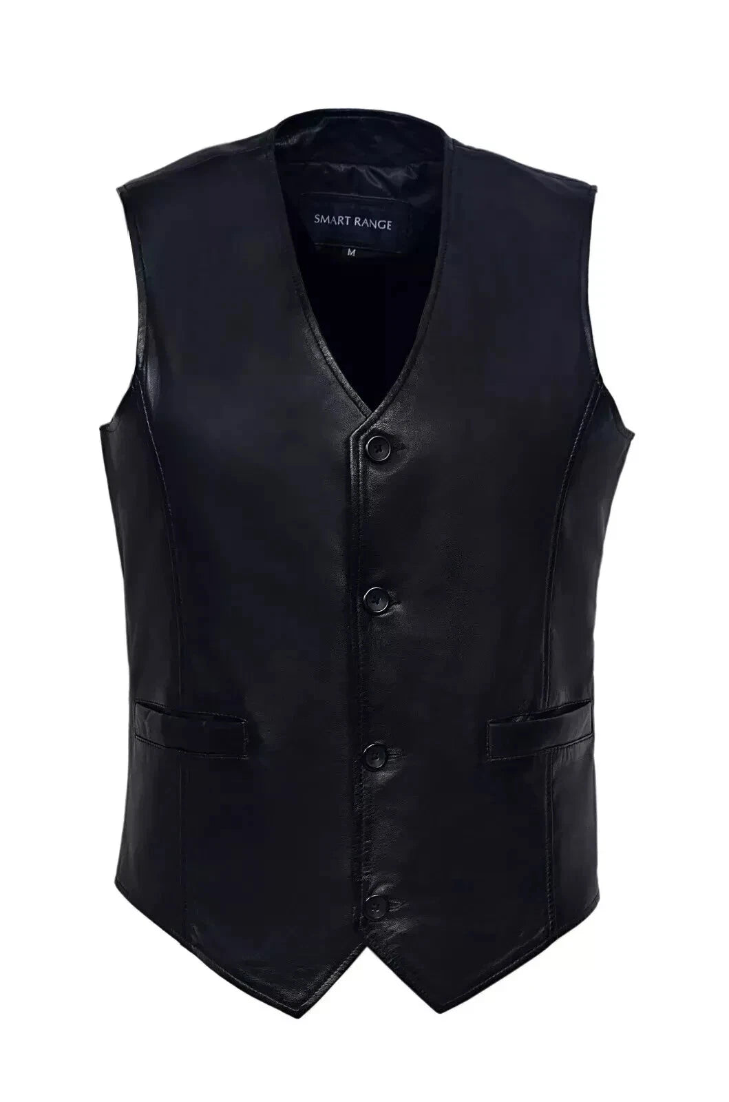 Black Leather Waistcoat - Premium Full-Grain Leather Vest for Men & Women