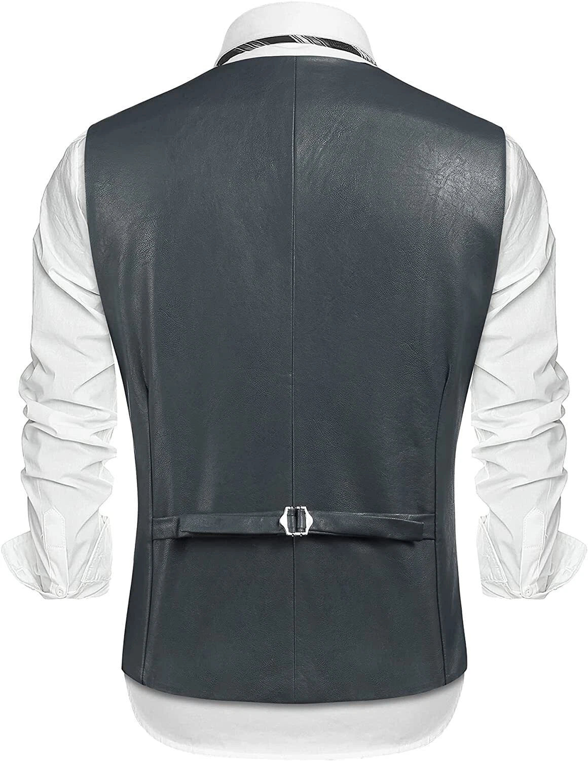 Charcoal Grey Leather Waistcoat - Premium Full-Grain Leather Vest for Men & Women