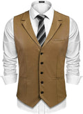 Camel Tan Original Leather Waistcoat - Premium Full-Grain Leather Vest for Men & Women