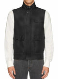 Black Original Leather Utility Vest - Premium Full-Grain Leather Multi-Pocket Vest for Men & Women