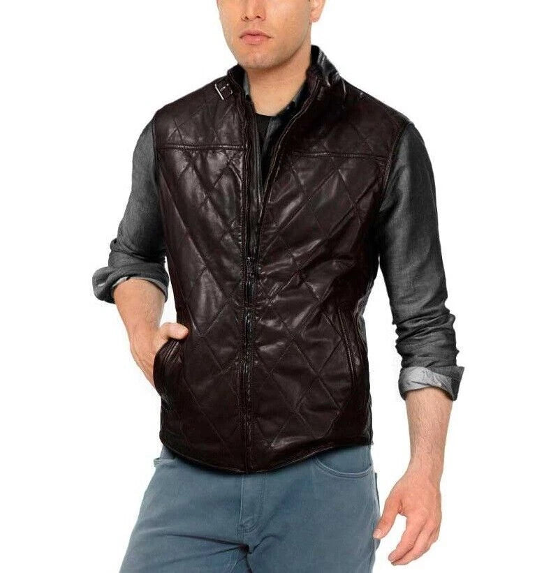 Black Quilted Leather Jacket - Premium Full-Grain Leather Moto Jacket for Men & Women