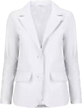 Women's White Original Leather Blazer  - Premium Full-Grain Two-Button Jacket