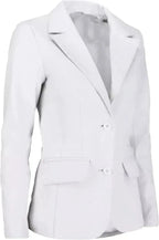 Women's White Original Leather Blazer  - Premium Full-Grain Two-Button Jacket