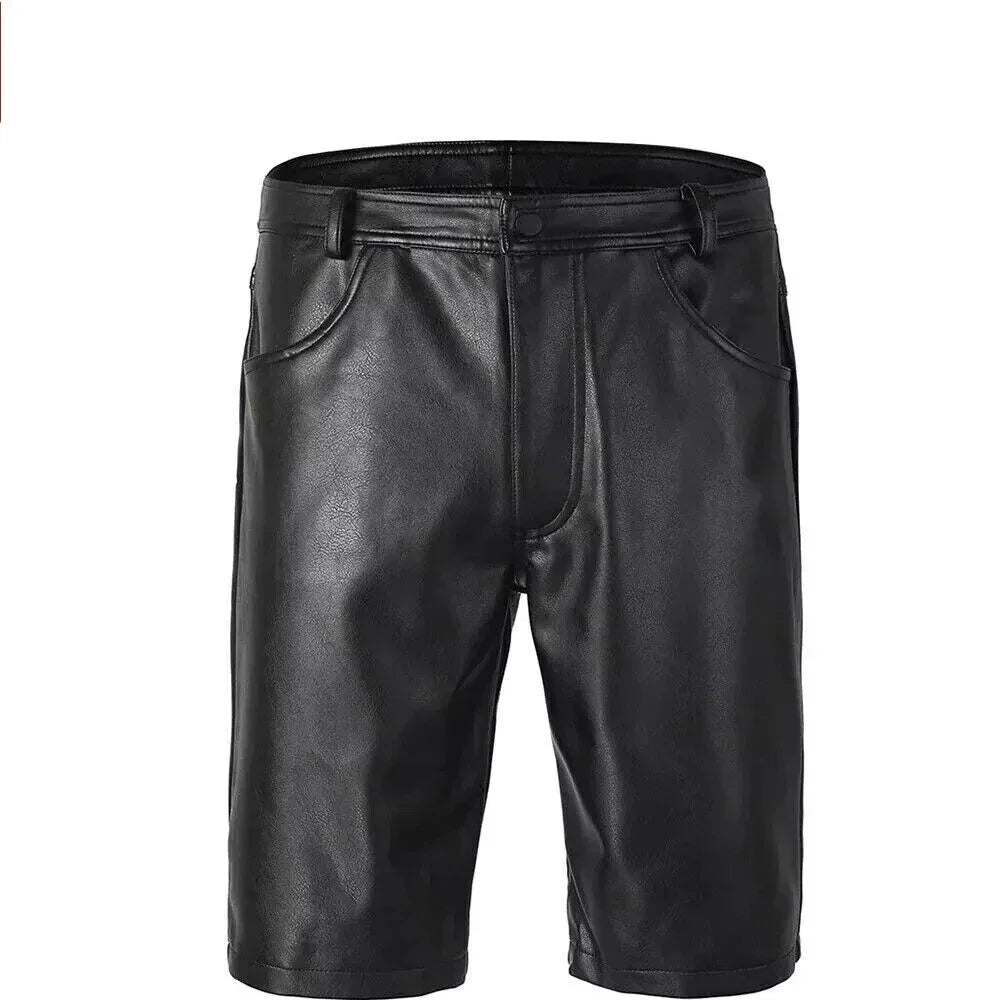 Black Original Leather Shorts - Premium Full-Grain Leather Shorts for Men & Women