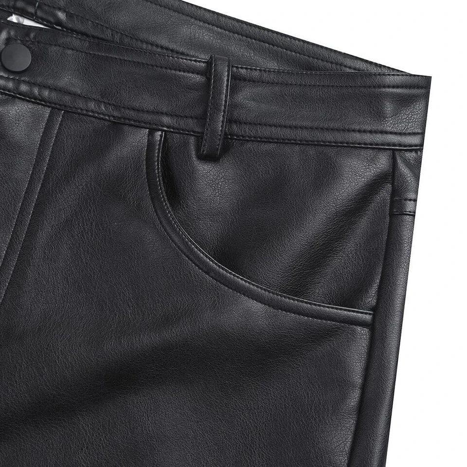Black Original Leather Shorts - Premium Full-Grain Leather Shorts for Men & Women