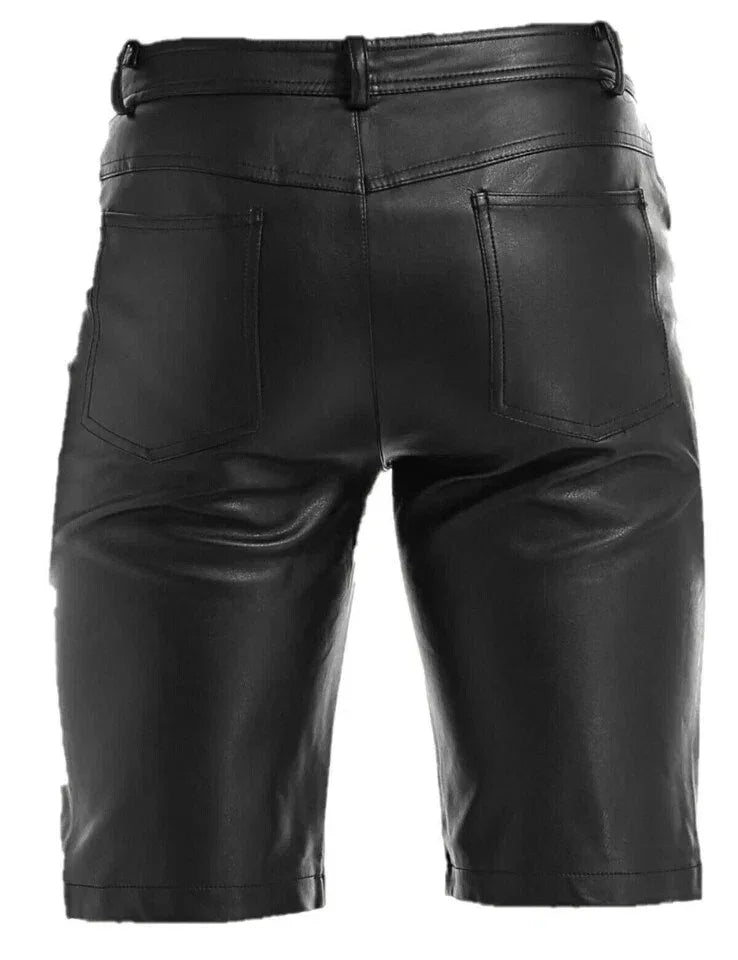 Black Original Leather Shorts - Premium Full-Grain Leather Shorts for Men & Women