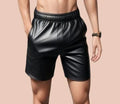 Black Original Leather Athletic Shorts - Premium Full-Grain Leather Sports Shorts for Men & Women